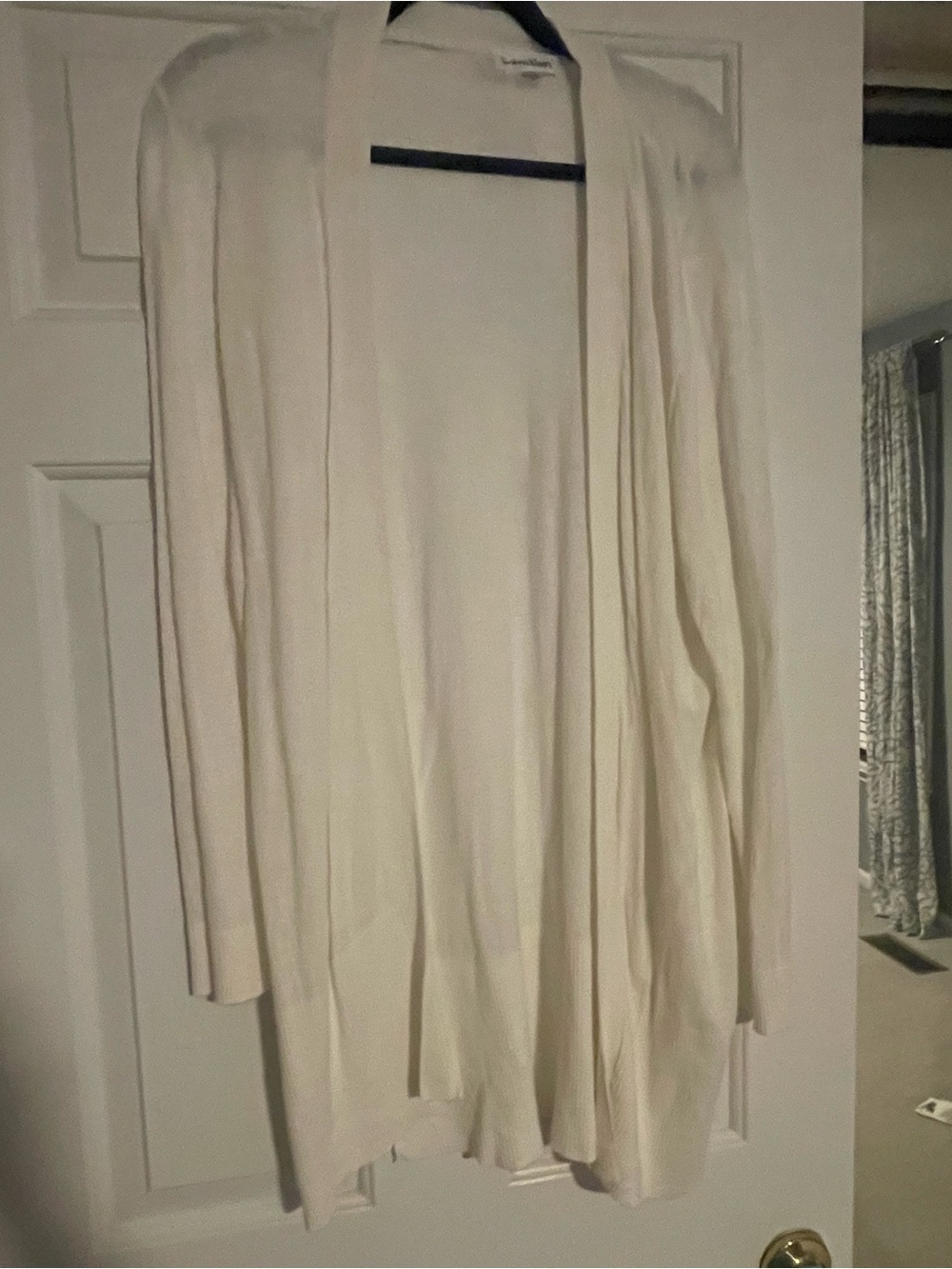 Calvin Klein Cream/White Open-Front Long Cardigan